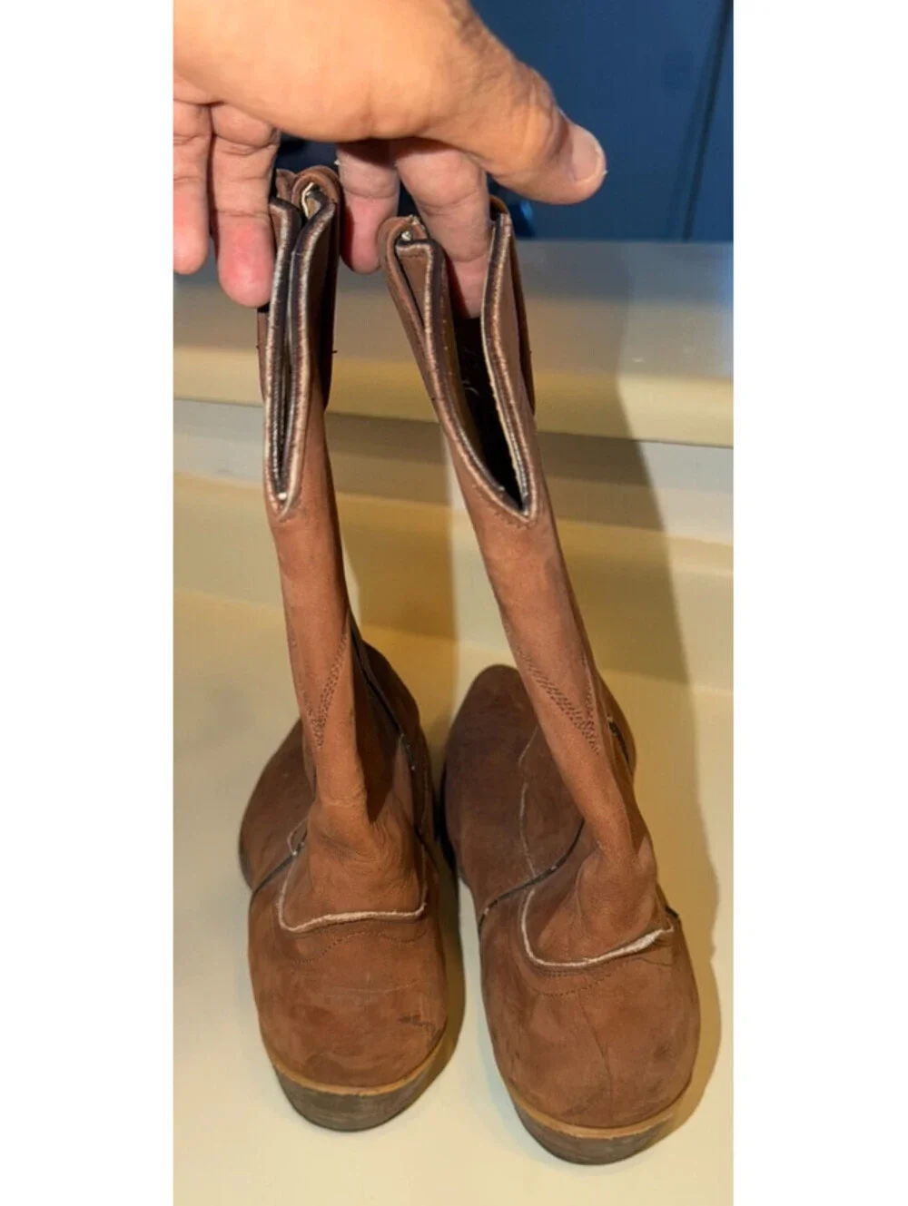 Vintage Santa Fe Boot Co Leather Cowboy Boots Mens 12 D Brown USA Union Made
